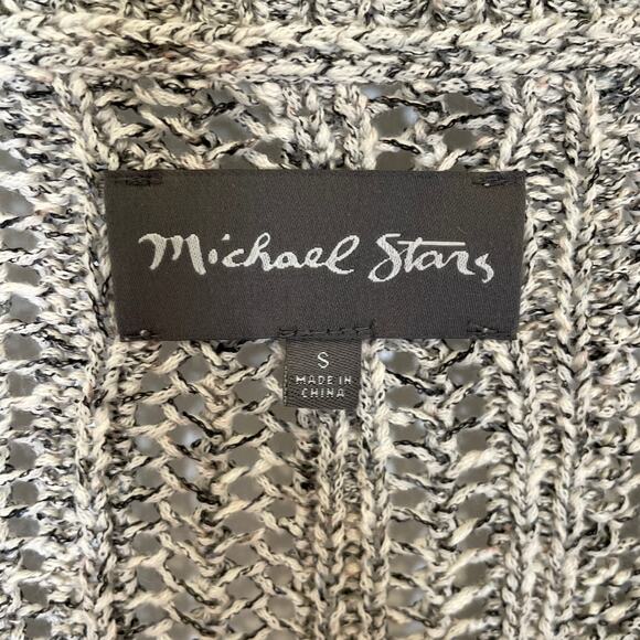 Michael Stars Lace up Sweater Cotton Open Knit Gray Marled Cozy Vneck Oversize S - Picture 2 of 5